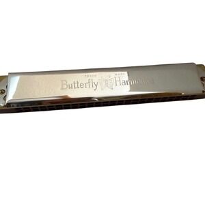 Butterfly Harmonica Musical Instrument 7 3/8" B Silver Engraved a-440 KHS